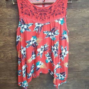 Women's Chip & Pepper Orange Floral Tanktop Size L